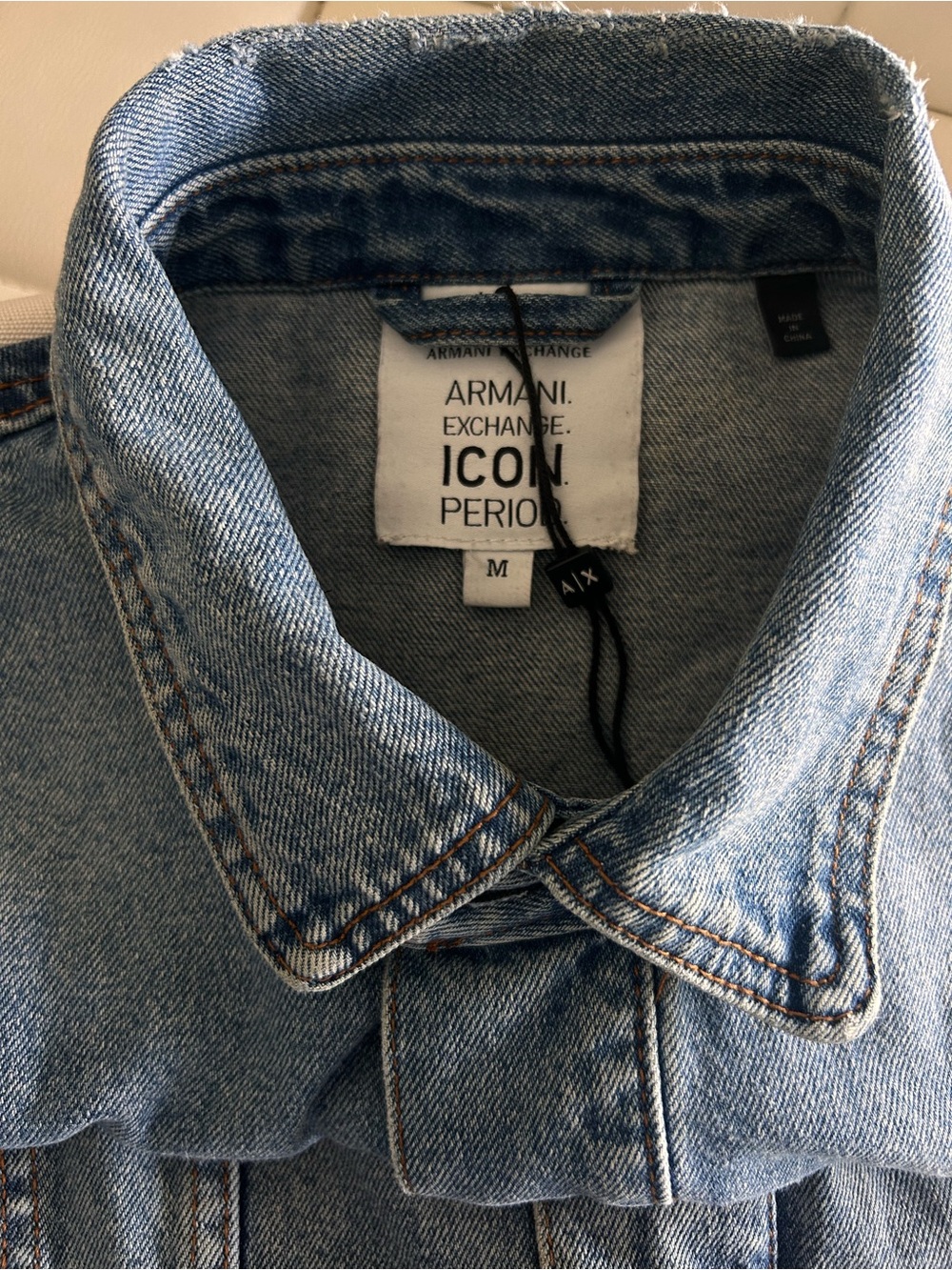 Armani Exchange light blue denim jacket